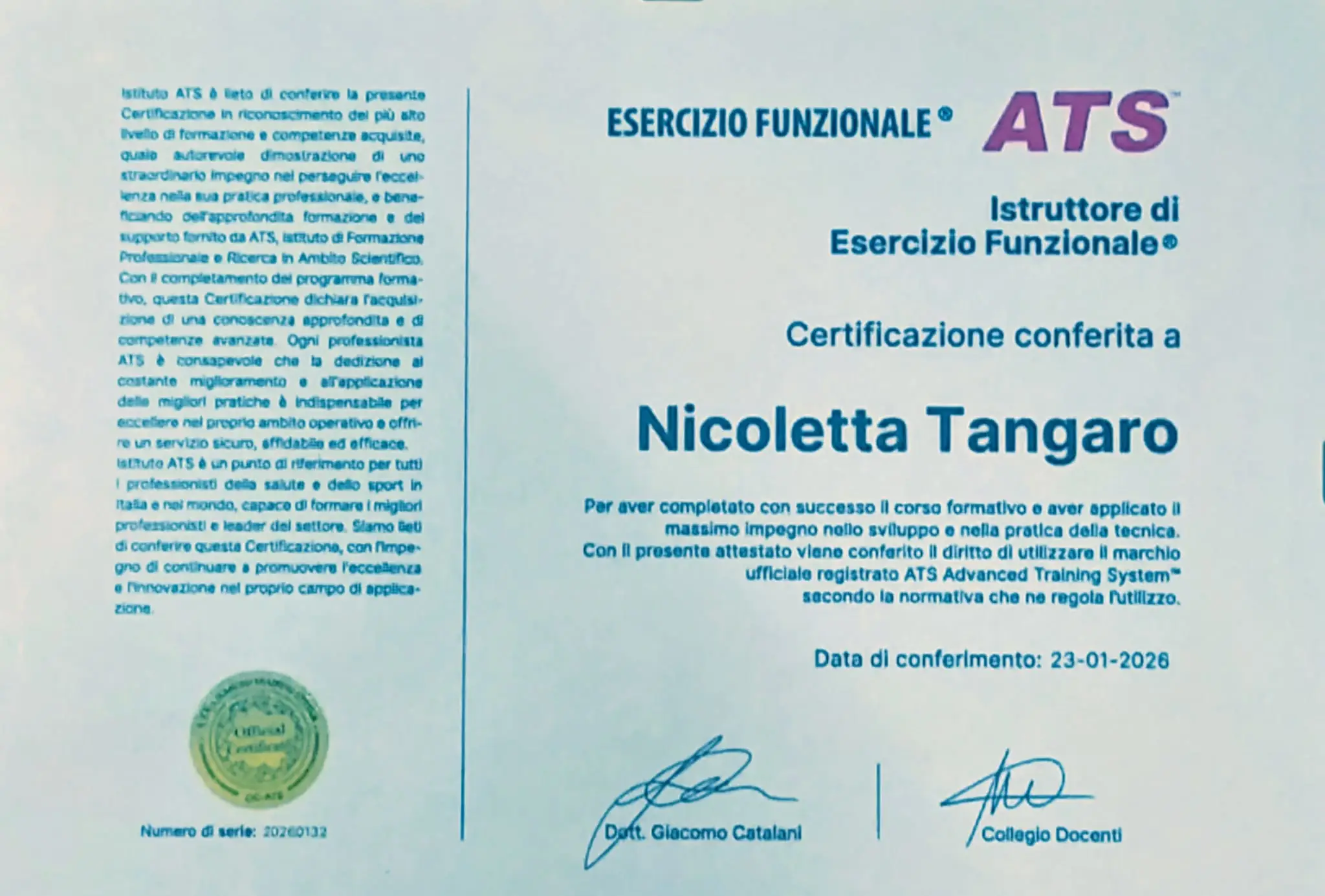 Diploma funzionale ats Nicoletta 